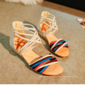 Low heel summer zip shoes flat sandal for ladies women